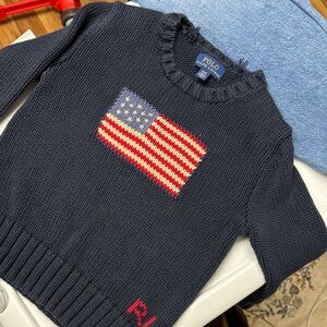 Polo by Ralph Lauren Navy Blue American Flag Sweater 4T